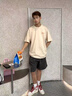 頂峰保羅（Dingfengbaoluo）時尚T恤男裝夏季寬松休閑潮流印花百搭上衣短袖HN28米色XL 曬單實拍圖
