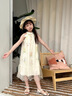 G.DUCKKIDS小黃鴨童裝女童夏裝2025新款大童女裝公主連衣裙兒童夏季國風(fēng)長裙 杏色 140 (建議125-135cm 7-8周歲） 曬單實拍圖