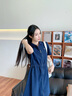 Teenie Weenie小熊白色連衣裙25夏季新款氣質(zhì)短袖外套風(fēng)衣休閑裙子 藏青色 S 曬單實(shí)拍圖