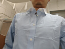 CULTUM1930s復古純棉拼色伊頓領修身襯衫男士商務休閑長袖襯衣 藍色 40 曬單實拍圖