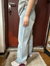BASIC HOUSE/百家好全棉高腰牛仔褲2024夏季新款顯瘦直筒女長(zhǎng)褲 淺藍(lán) XL 曬單實(shí)拍圖
