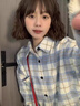 樂(lè )雅秀新款淡藍色格子襯衫春夏甜美別致學(xué)生上衣設計感小眾襯衣外套藍色 藍色 M 建議80-95斤 曬單實(shí)拍圖