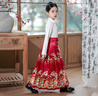 九能女童馬面裙套裝兒童漢服女童2025春夏季新款中國風(fēng)古裝公主裙演出 上衣+紅色龍寶馬面裙送項鏈+發(fā)簪 150 曬單實(shí)拍圖