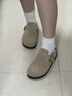 百麗踏大碼女鞋41到43寬胖腳平底復(fù)古勃肯鞋女春季兩穿軟底一腳蹬懶人鞋 卡其色 專柜版 41 曬單實拍圖
