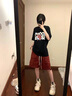 POUM男女同款美式復古高街紅色工裝短褲夏季寬松百搭ins潮流抽繩褲子 JGCLFS-DK24紅色 XL 曬單實拍圖