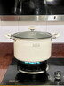 韓笑316食品級加厚陶瓷不銹鋼湯鍋帶蒸籠家用電磁爐雙耳蒸煮鍋具燉鍋 【湯鍋+優(yōu)質(zhì)不銹鋼蒸籠】 22cm 曬單實(shí)拍圖