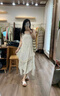 萬欣兒海邊度假風(fēng)假兩件吊帶連衣裙女夏氣質(zhì)超仙印花流蘇不規(guī)則沙灘長(zhǎng)裙 米色假兩件 均碼 建議70-125斤 曬單實(shí)拍圖