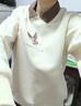 品彩（PinCai）衛(wèi)衣女撞色翻領(lǐng)蝴蝶印花韓系氣質(zhì)百搭寬松休閑上衣 P141W1733 曬單實(shí)拍圖