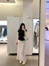 美式設(shè)計(jì)感半身裙女夏季2025新款蝴蝶結(jié)印花蕾絲碎花包臀魚尾長(zhǎng)裙 白色 M 曬單實(shí)拍圖