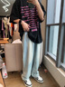 維啟安牛仔褲男天絲垂感夏季薄款2025新款復(fù)古寬松直筒冰絲闊腿休閑褲子 SS-8022懷舊藍(lán) L 115-130斤 曬單實(shí)拍圖