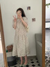艾柔丹夏季新款連衣裙女裝學(xué)院風(fēng)短袖茶歇法式減齡休閑碎花女士中長裙子 杏色 S 曬單實拍圖