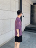 卡賓（CABBEEN）【重磅純棉】男裝 洗水噴色T恤新款個(gè)性美式街頭潮流短袖上衣 深紫色59 M /170/48 曬單實(shí)拍圖