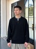 gxg.jeans男裝針織衫 黑色假兩件半開(kāi)襟休閑毛衣 25年春新品 黑色 XL (180) 曬單實(shí)拍圖