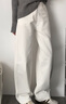 獨束大碼女裝【三防】白色簡(jiǎn)約寬松牛仔褲胖mm高腰百搭顯瘦休閑褲 牛仔白 2XL (尺碼：4) 曬單實(shí)拍圖