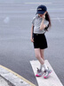 諾佳微淇女童2025夏季新款短袖短褲套裝韓版洋氣純色上衣修身百搭打底衫潮 灰色上衣+黑色短褲【兩件套】 170 曬單實拍圖