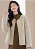 她享2024冬季貂絨短外套女圓領加厚毛毛外套女士棉衣上衣T144U4002 曬單實拍圖