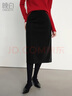 晚白【新品】2025秋款中長(cháng)款直筒半身裙時(shí)尚小個(gè)子磨毛高腰顯瘦半裙 黑色 S 曬單實(shí)拍圖