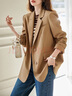德瑪納奢感顯瘦春秋西裝領(lǐng)寬松長(cháng)袖TR開(kāi)衩西服外套女短款 卡其色 XL 曬單實(shí)拍圖
