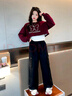 巴萊恩娜女童套裝春秋2025新款洋氣時(shí)髦兒童秋裝款網(wǎng)紅大童休閑運動(dòng)三件套 【套裝】酒紅色衛衣+背心+工裝褲 140cm 曬單實(shí)拍圖