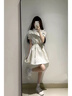 FSHE富家千金連衣裙女夏季甜辣妹泡泡袖在逃公主裙法式小個(gè)子收腰裙子 米白色 L 曬單實(shí)拍圖