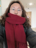 達芬奇密碼100%純羊毛圍巾女春秋冬季高級感披肩節日送長(cháng)輩媽媽禮物 酒紅 曬單實(shí)拍圖
