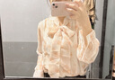 羅蒙（ROMON）蝴蝶結漂亮雪紡襯衫春秋上衣女新款法式甜美溫柔氣質(zhì)長(cháng)袖打底衫 圖片色 M -95-110斤 曬單實(shí)拍圖