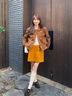 LETRANS元一 維露爾 高級感釘珠絨面真皮短款皮衣2025新款外套女 棕色 L 曬單實(shí)拍圖