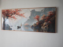 一帆風(fēng)順山水畫(huà)辦公室掛畫(huà)新中式客廳裝飾畫(huà)茶室沙發(fā)背景墻水墨畫(huà) KO101【水鄉柳色】 120X50-cm 鋁合金框+油畫(huà)布 曬單實(shí)拍圖