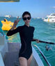 CEENIU泳衣女連體長袖潛水沖浪服防曬拉鏈保守運動專業(yè)游泳衣遮肚顯瘦 黑色 L 【建議96-116】 曬單實拍圖