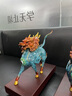 古瑤全銅風(fēng)火麒麟擺件招財(cái)客廳裝飾擺件家居飾品搬家禮物喬遷新居禮品 冰裂藍(lán)大號(hào)一對(duì) 曬單實(shí)拍圖