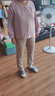 俞兆林（YUZHAOLIN）母親節媽媽春夏套裝2025新款洋氣上衣中老年女雪紡襯衫時(shí)尚小衫 2423杏色長(cháng)袖上衣+三角長(cháng)褲黑色 3XL 建議120-135斤 曬單實(shí)拍圖