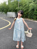 漢唐貝貝女童夏裝公主裙2025新款雪紡裙子女大童夏季背心裙兒童夏天連衣裙 藍(lán)色刺繡連衣裙 120 (建議105-115cm 4-5.2周歲) 曬單實(shí)拍圖