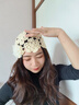 JIOESC2025夏季新款仿珍珠花朵蕾絲帽女手工針編織鏤空百搭包頭堆堆帽子 花朵【米色】 帽圍54-59cm 曬單實(shí)拍圖