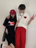 AEMAPE不一樣情侶裝夏裝t恤2025新款高級感特別的網(wǎng)紅上衣短袖印花春季 紅心英文情侶裝兩件裝女白男黑純 均碼 女M男XL 曬單實(shí)拍圖