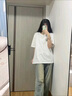 保威特犀牛（POVOTE）短袖T恤男士時尚圓領(lǐng)印花純棉港風(fēng)潮流帥氣青年學(xué)生高品質(zhì)百搭 白色XT022 XL 125-145斤 曬單實拍圖