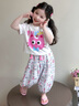 鄰家米其女童寶寶套裝夏裝短袖2025新款卡通1-8歲兒童裝女孩夏季小孩衣服 XT5191-白色 100 碼/身高90-100cm（2-3歲） 曬單實拍圖