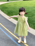 幼歌（YOUGE）夏季新款嬰幼兒純棉無(wú)袖網(wǎng)紗連衣裙清涼透氣女寶寶裙子 綠色 90 cm 曬單實(shí)拍圖
