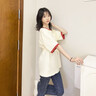 真維斯（JEANSWEST）t恤女2025夏季新款正肩撞色純棉短袖女休閑寬松潮流時尚百搭體恤 米磚紅 奇妙流星 M 曬單實拍圖