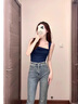 薩拉維夫高爾夫微喇牛仔褲女2025春秋新款小個子高腰顯瘦毛邊喇叭褲 淺藍色(單款)小個子[春秋九 XS 155 曬單實拍圖