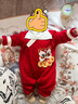 貝瑞加（Babyprints）寶寶連體衣紅色拜年服春節保暖百天衣服護肚內衣加厚爬服國風(fēng) 66 曬單實(shí)拍圖
