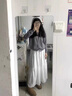 巧丂溫柔風(fēng)白色半身裙女春2025夏季新款壓褶高腰顯瘦a字蛋糕長(zhǎng)裙傘裙 白色【均碼】 85-120斤 曬單實(shí)拍圖
