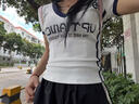 LDBE球衣V領(lǐng)短袖t恤女夏季2025新款美式辣妹修身顯瘦收腰運動短款上衣 白色 M 曬單實拍圖