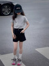 諾佳微淇女童2025夏季新款短袖短褲套裝韓版洋氣純色上衣修身百搭打底衫潮 灰色上衣+黑色短褲【兩件套】 170 曬單實拍圖
