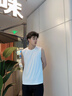 名創(chuàng  )優(yōu)品（MINISO）美式oversize大碼背心男夏季冰絲無(wú)袖汗衫青少年休閑外穿跨欄坎袖 白色(純色) M 170(30天質(zhì)量問(wèn)題全額退) 曬單實(shí)拍圖