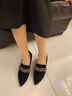 凱利 蕾莉（KELLY REILL）品牌中跟尖頭單鞋女羊絨2025年春秋新款女鞋軟底軟面舒適粗跟皮鞋 單里3公分 34 曬單實拍圖