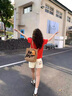 風(fēng)采兔可愛kitty貓刺繡碎花櫻桃牛仔短褲女2025新款寬松設(shè)計(jì)感闊腿褲子 米白色 M 曬單實(shí)拍圖