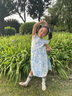 史努比（SNOOPY）童裝女童連衣裙兒童裙子女孩寶寶飛袖中長裙夏季 花卉小飛袖藍(lán)色 曬單實(shí)拍圖
