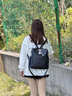 古梵緹雙肩包女時尚 新款牛皮通勤大容量旅行包背包生日禮物送女友老婆 黑色 曬單實拍圖