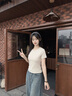 三槍涼感抗菌短袖圓領(lǐng)女T恤正肩高彈羅紋短款女生純棉打底衫 曬單實(shí)拍圖
