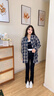 FSHE磨毛格子襯衫女2025春季新款洋氣寬松復古中長(cháng)款襯衣開(kāi)衫上衣外套 深藍色 XL 曬單實(shí)拍圖